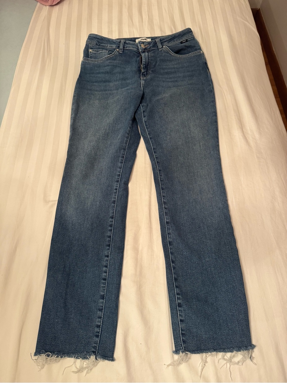 Mavi - Viola - Women's Blue Straight-Leg Jeans with Frayed Hem